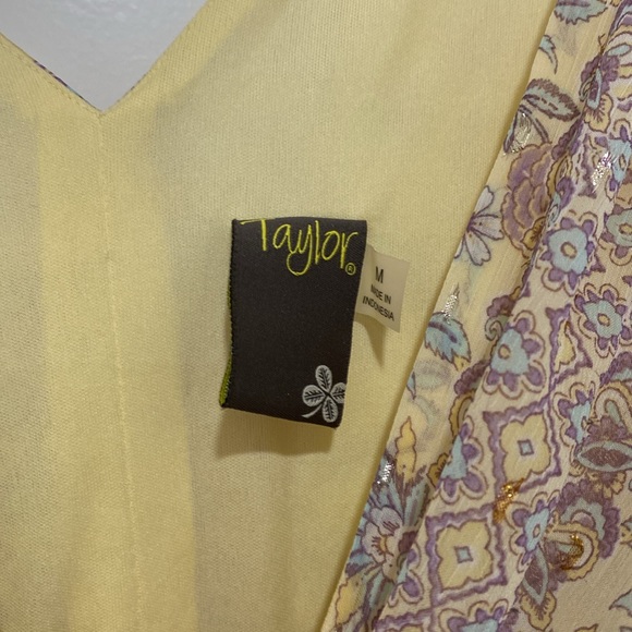 Taylor Yellow Purple Floral Sleeveless Maxi Dress size M - Picture 5 of 13